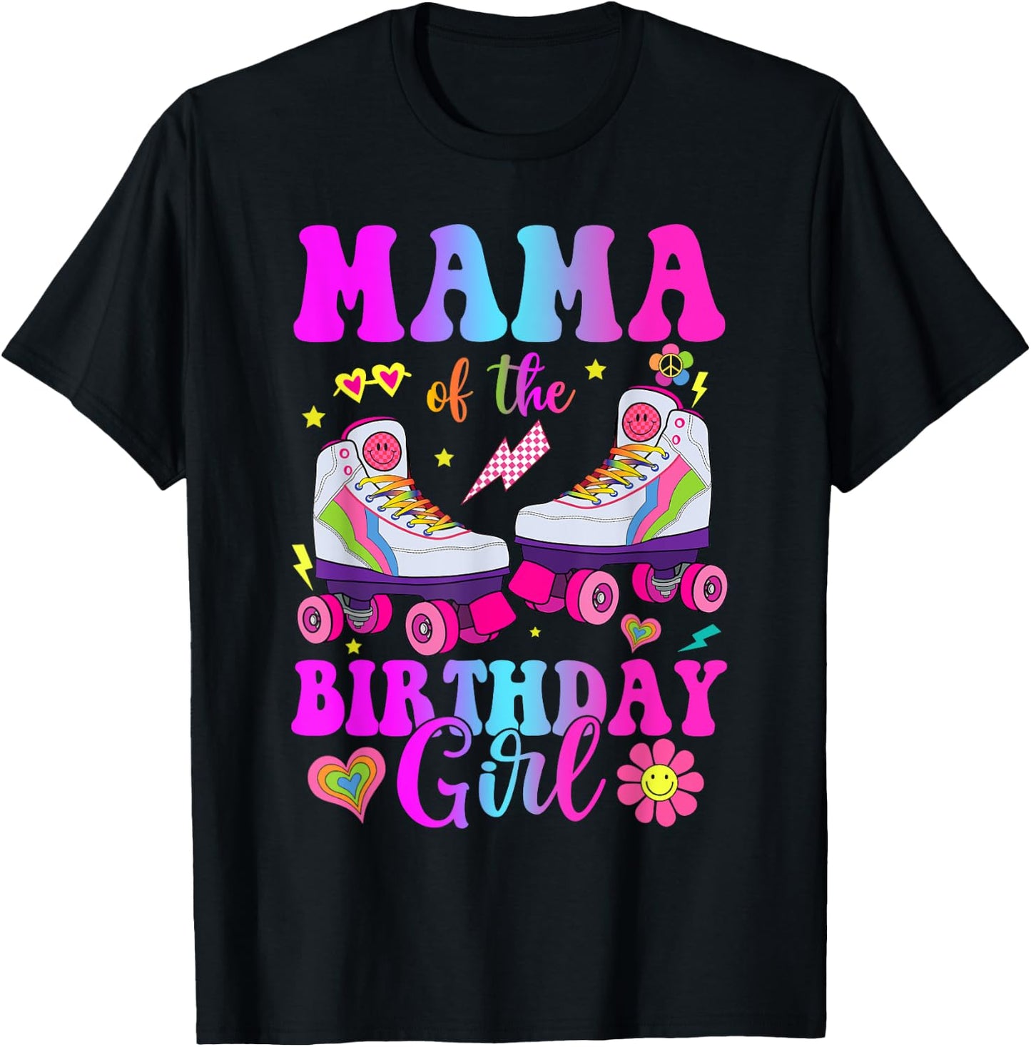 Let's Roll Mama of the Birthday girl Roller Skate Birthday T-Shirt - T-Shirt | Black