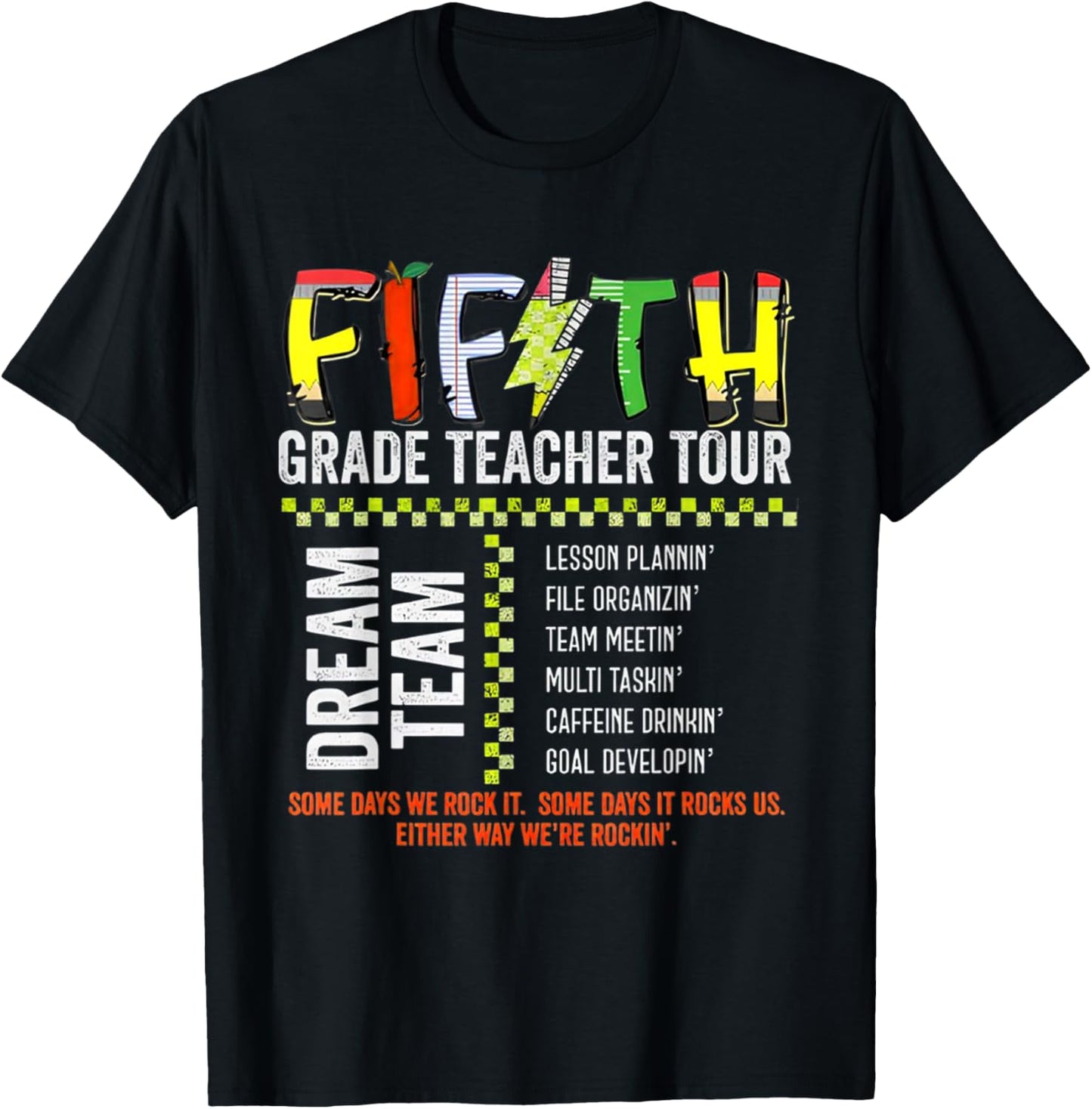 Fifth Grade Dream Team Rocks Back To School Teacher Tour Women Kids T-Shirt - T-Shirt | Black