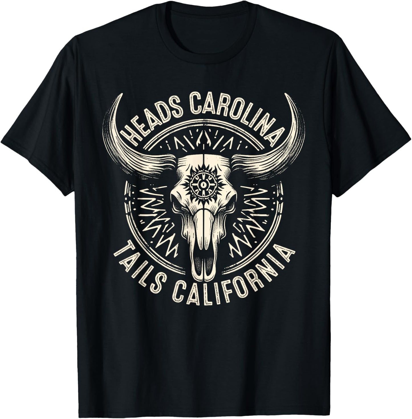 Heads Carolina Tail California Retro Vintage T-Shirt - T-Shirt | Black