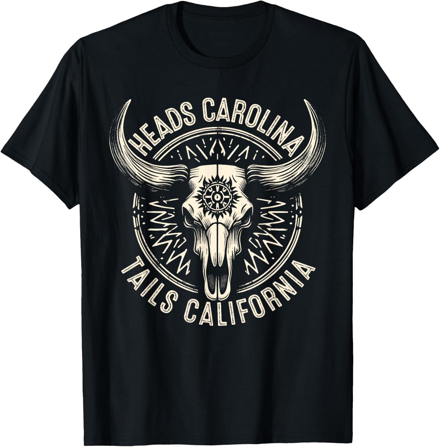 Heads Carolina Tail California Retro Vintage T-Shirt - T-Shirt | Black
