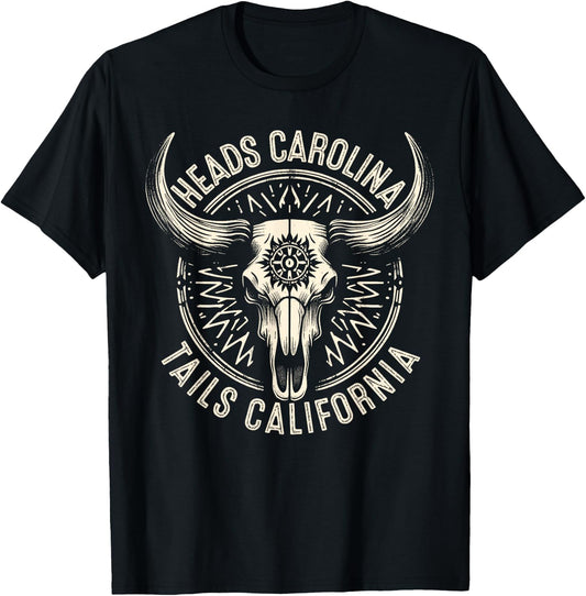 Heads Carolina Tail California Retro Vintage T-Shirt - T-Shirt | Black