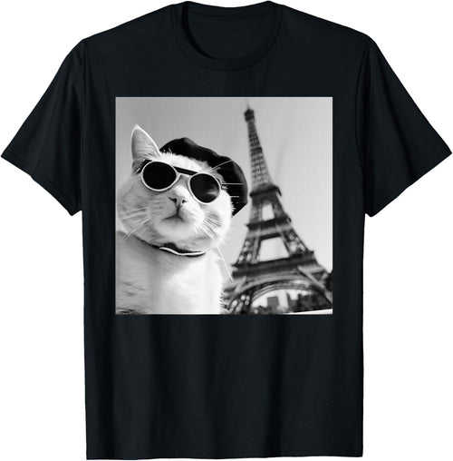 Funny Cat Wearing Sunglasses At The Eiffel Tower in France