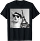 Funny Cat Wearing Sunglasses At The Eiffel Tower in France T-Shirt - T-Shirt | Black