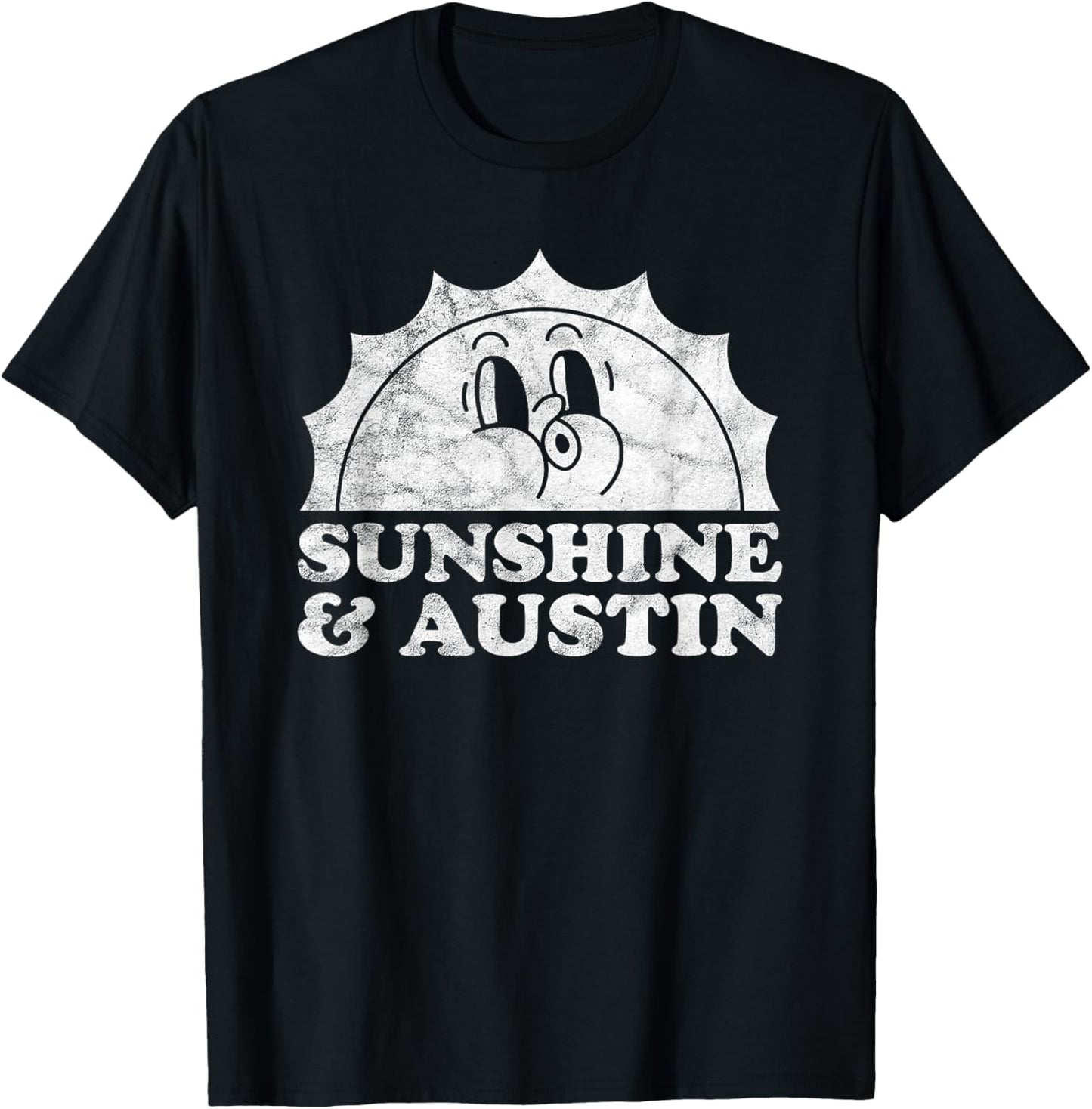 Sunshine and Austin TX Texas Retro Vintage Sun T-Shirt - T-Shirt | Black