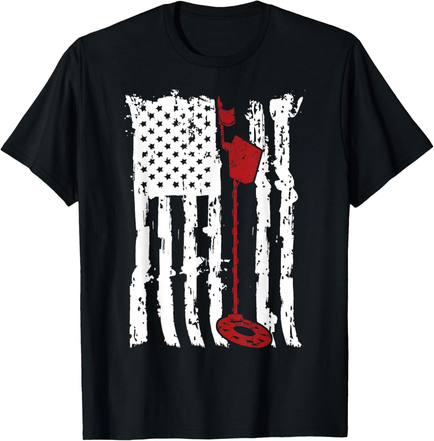 Metal detector American flag Vintage Style US Flag T-Shirt - T-Shirt | Black
