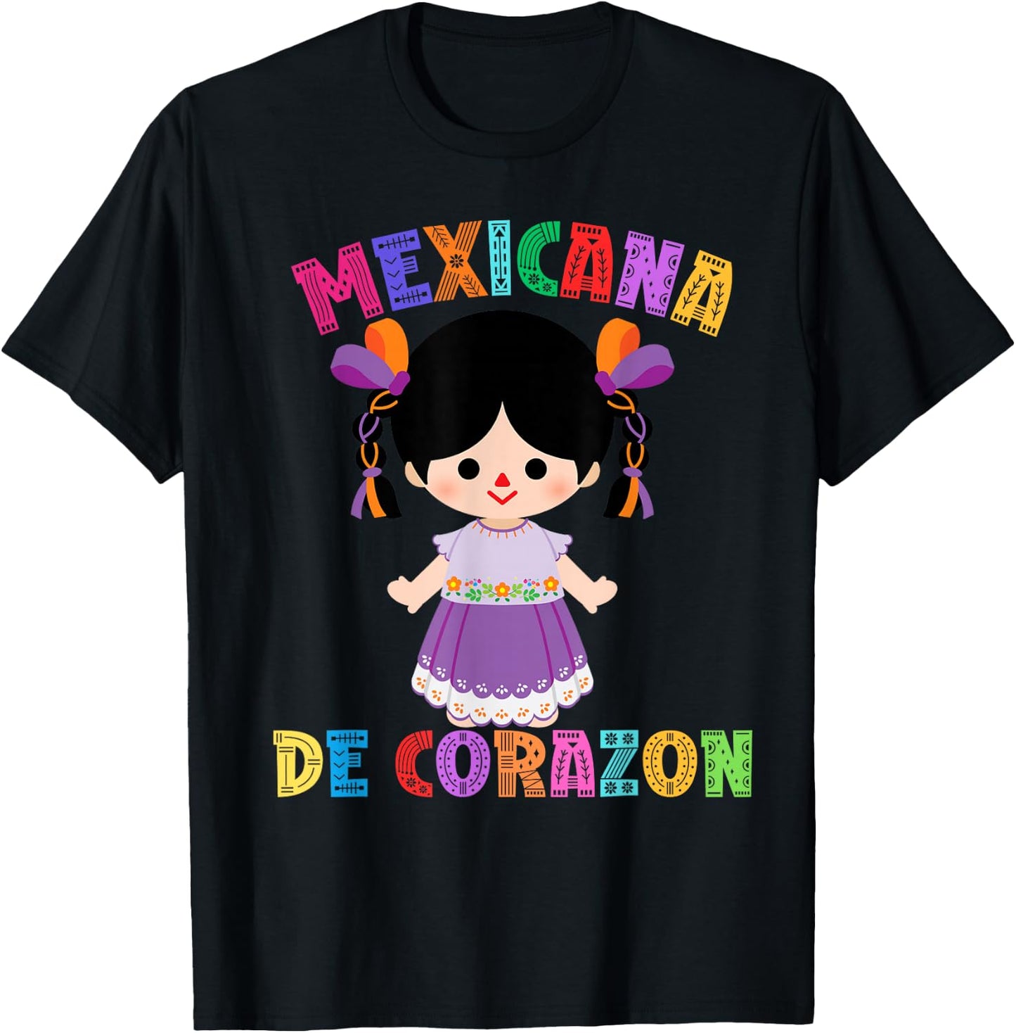 Mexican Doll, Maria. Mexican Mazahua Arte Huichol, Lele T-Shirt - T-Shirt | Black