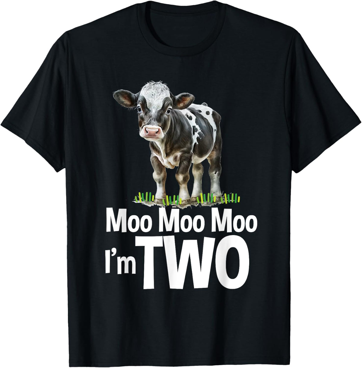 Moo Moo I'm Two 2nd Birthday Funny Cute Cow Sounds Toddler T-Shirt - T-Shirt | Black