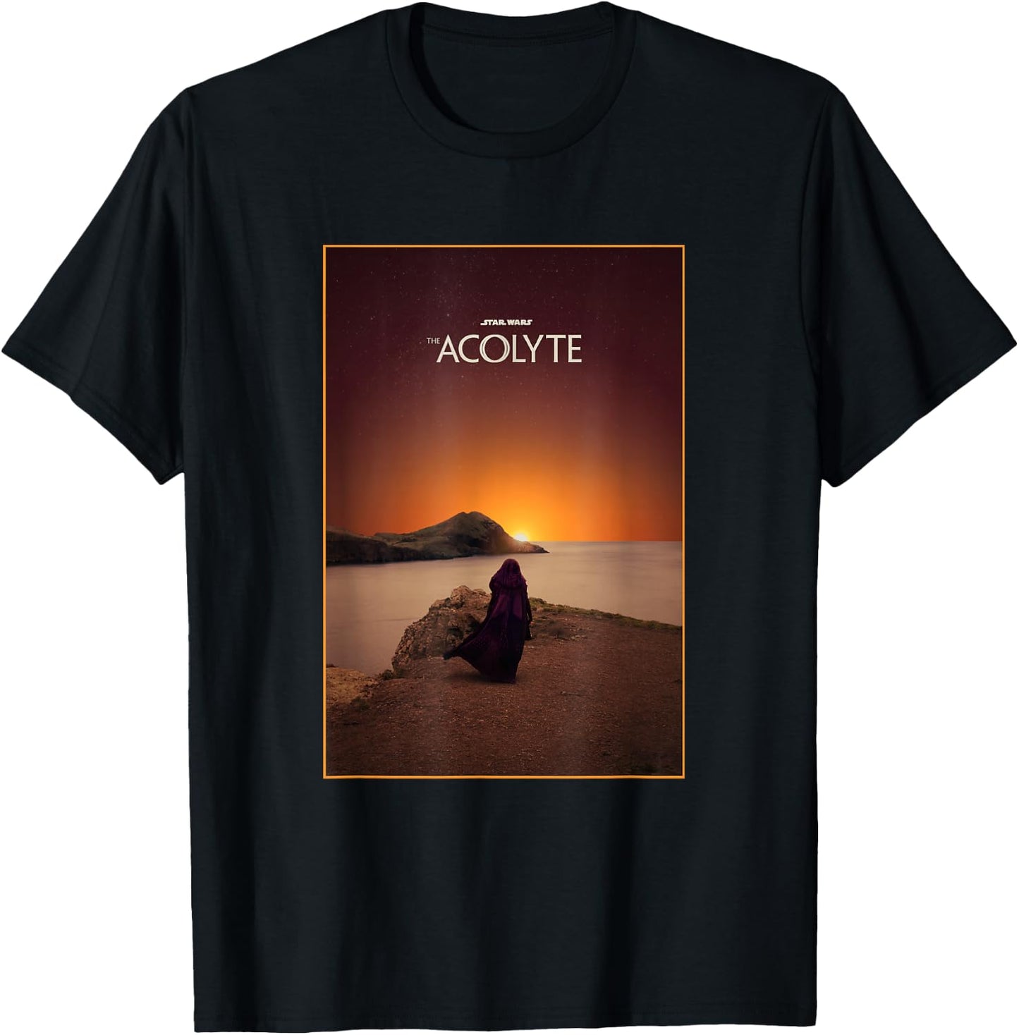 Star Wars The Acolyte Fading Sunset Landscape Title Poster T-Shirt - T-Shirt | Black