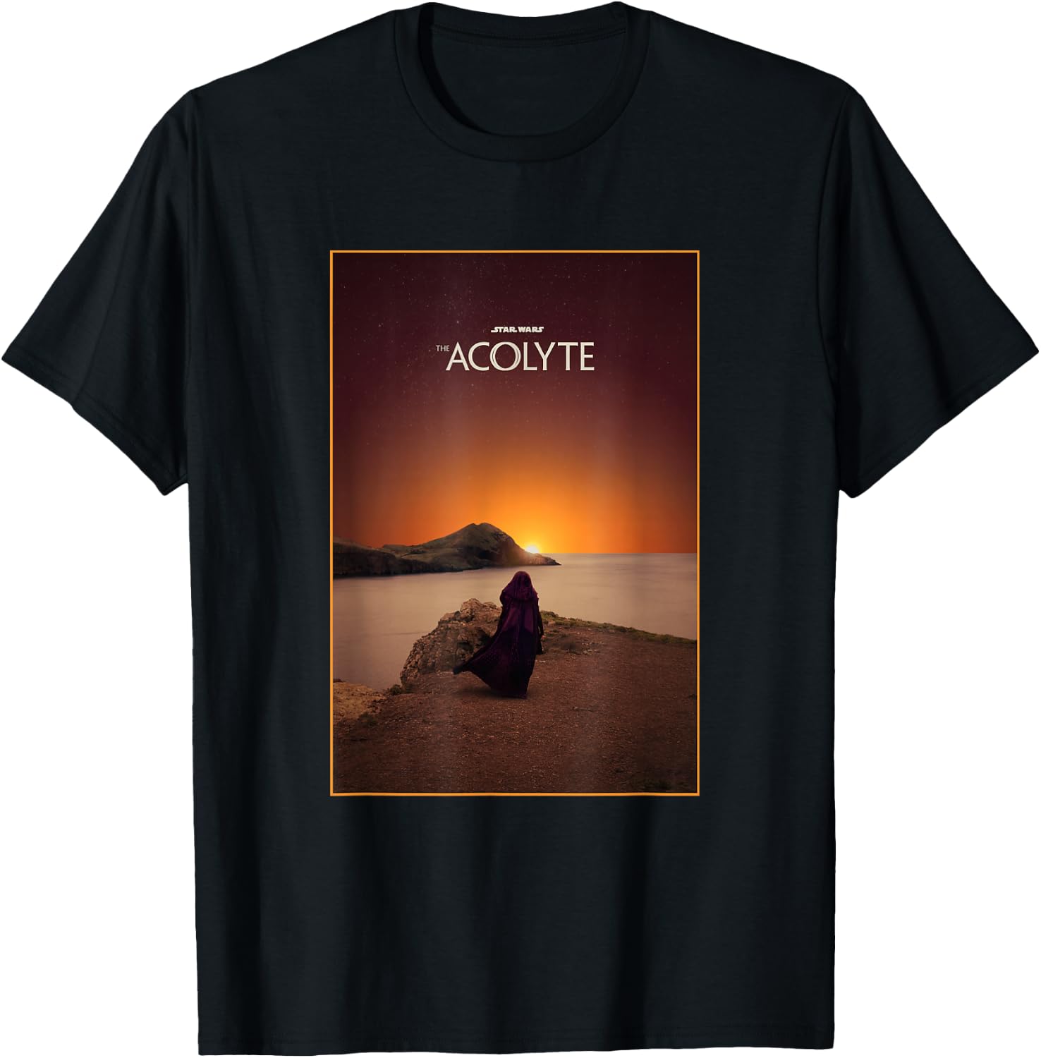 Star Wars The Acolyte Fading Sunset Landscape Title Poster T-Shirt - T-Shirt | Black