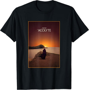 Star Wars The Acolyte Fading Sunset Landscape Title Poster T-Shirt - T-Shirt | Black
