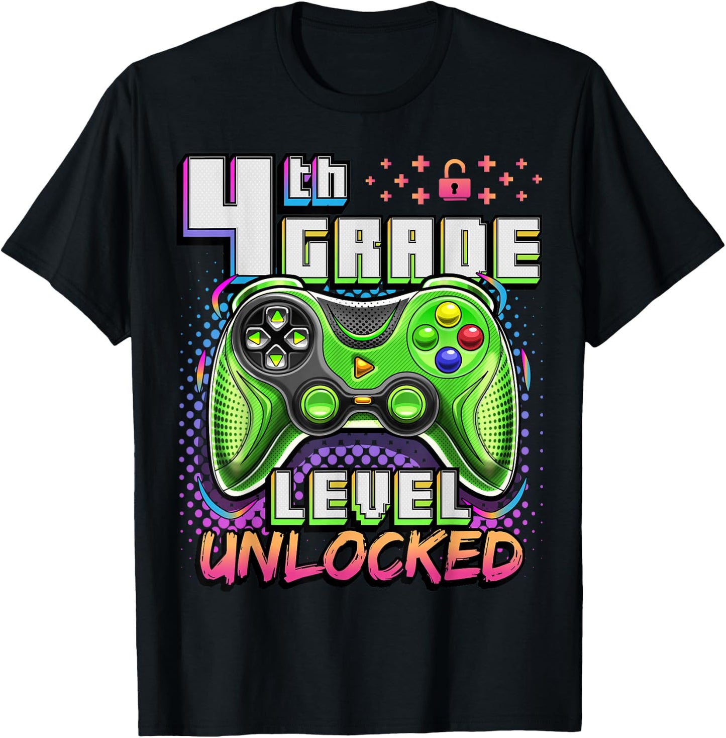 Back to School 4th Grade Boys Gamer First Day School Level T-Shirt - T-Shirt | Black