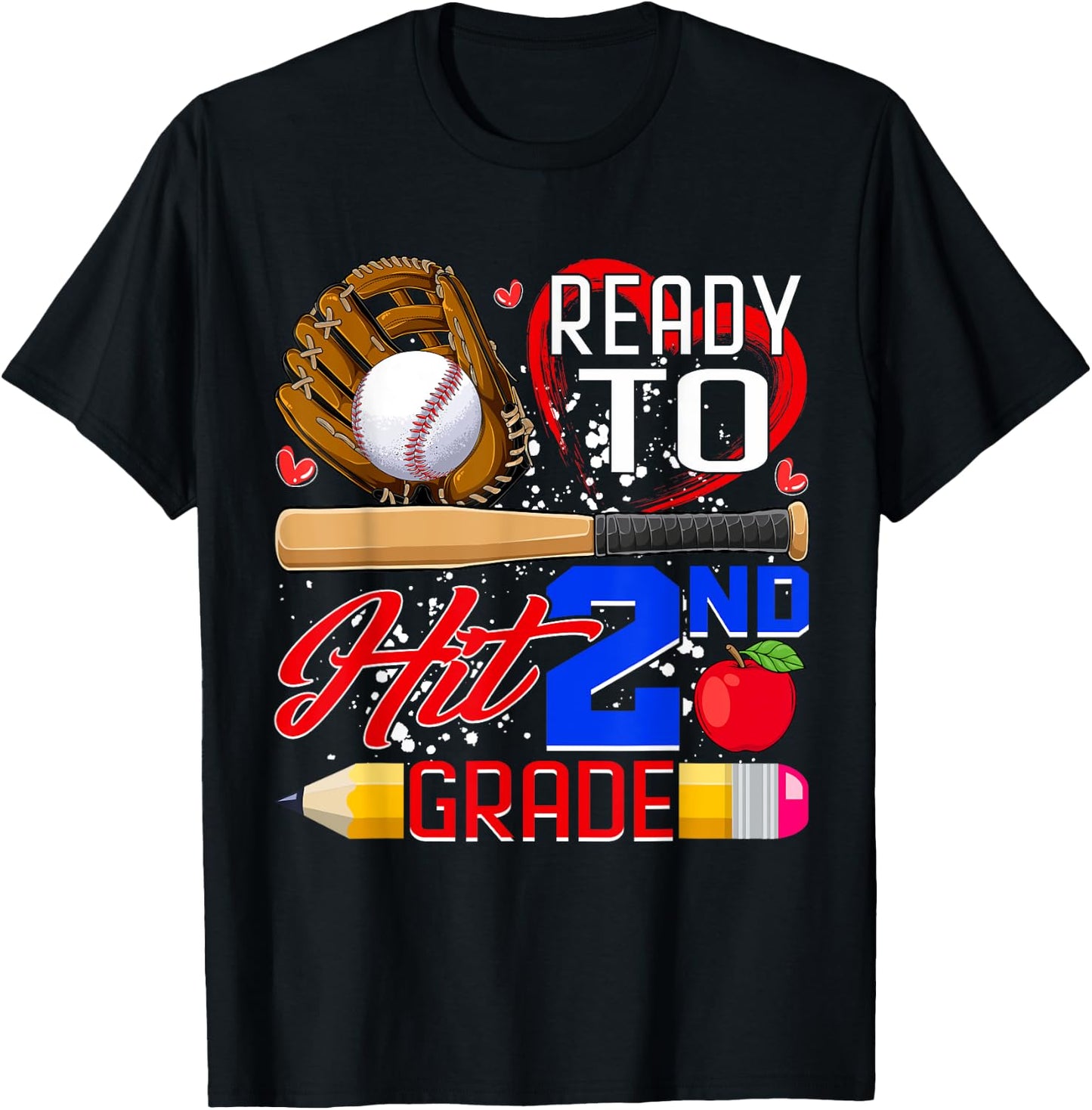 Ready To Hit 2nd Grade Back To School Baseball Lovers Boys T-Shirt - T-Shirt | Black