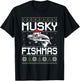 Muskie Angler Fishmas Musky Fishing Ugly Christmas T-Shirt - T-Shirt | Black