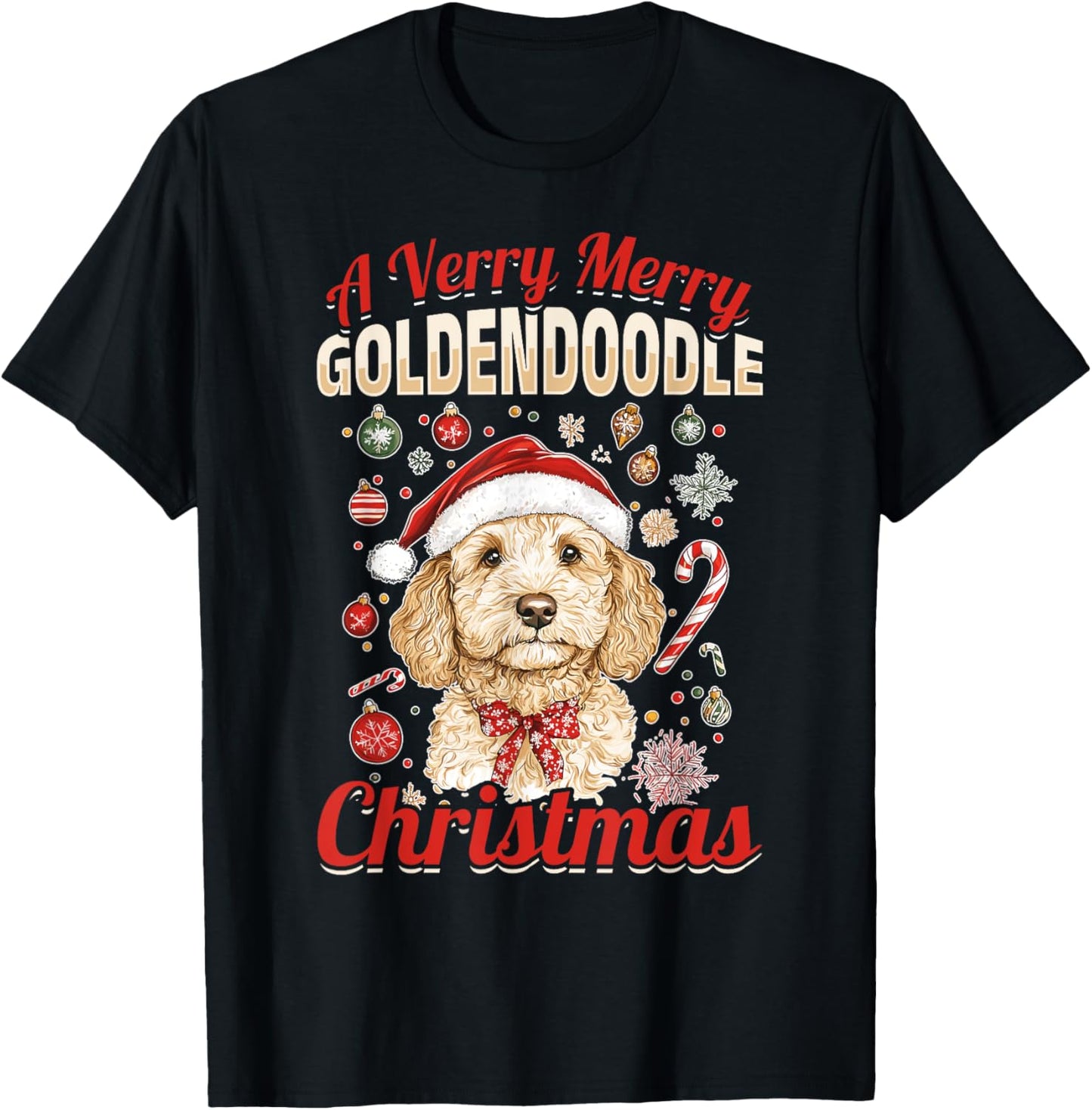 Goldendoodle Christmas Dog Breed A Very Merry Goldendoodle T-Shirt - T-Shirt | Black