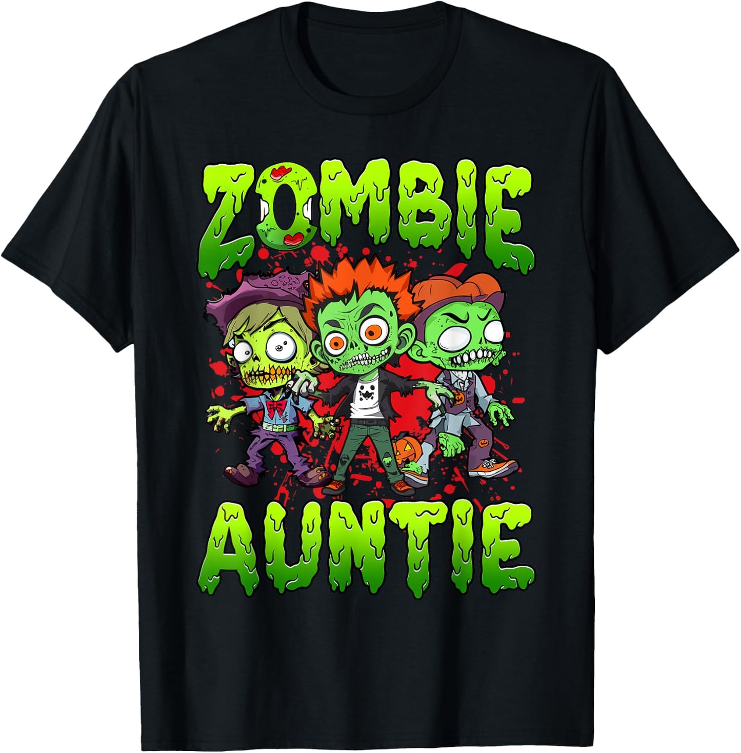 Zombie Auntie Halloween Costume Family Matching T-Shirt - T-Shirt | Black