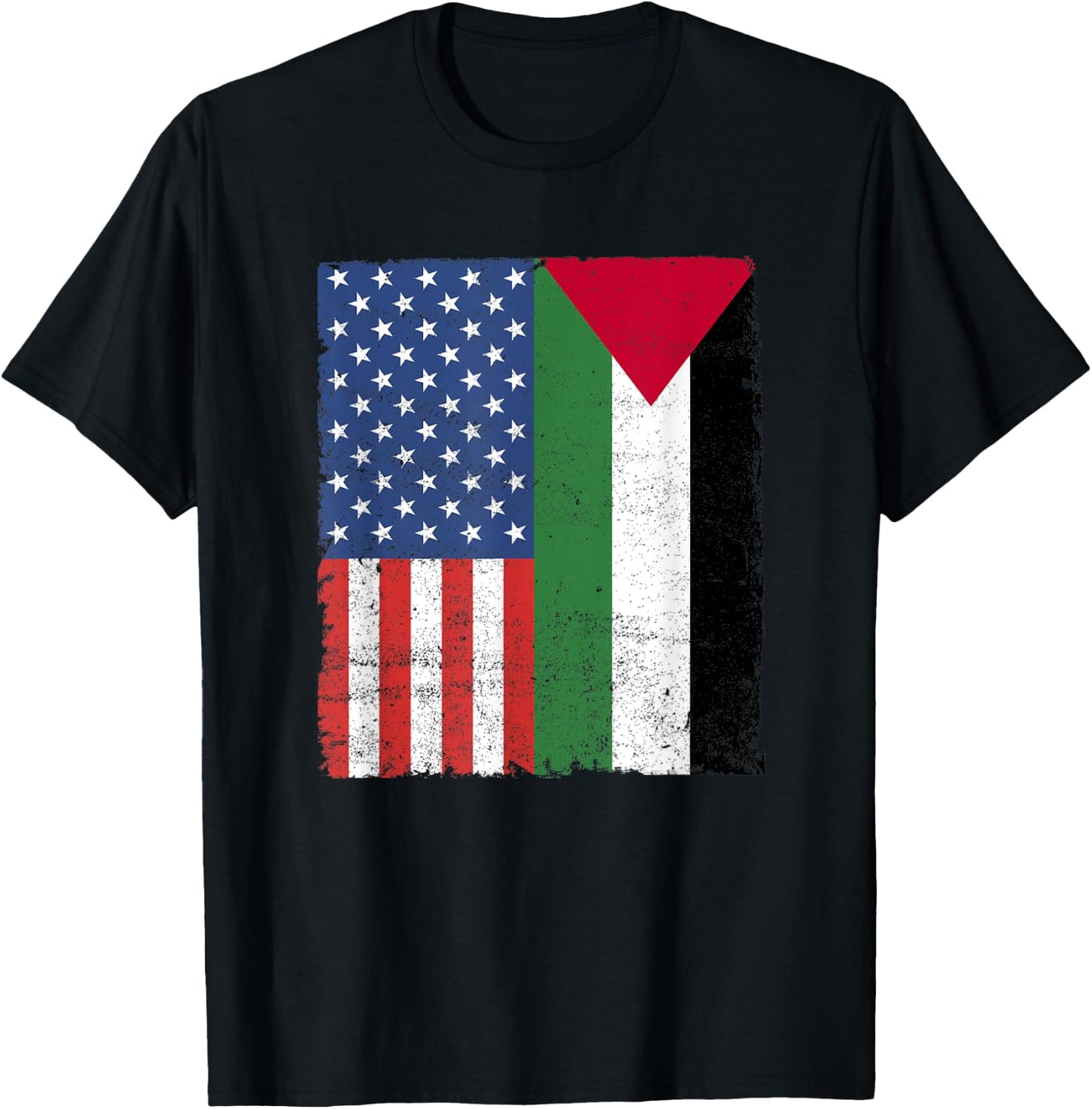 Palestinian American Flag Free Palestine Free Gaza Palestine T-Shirt - T-Shirt | Black