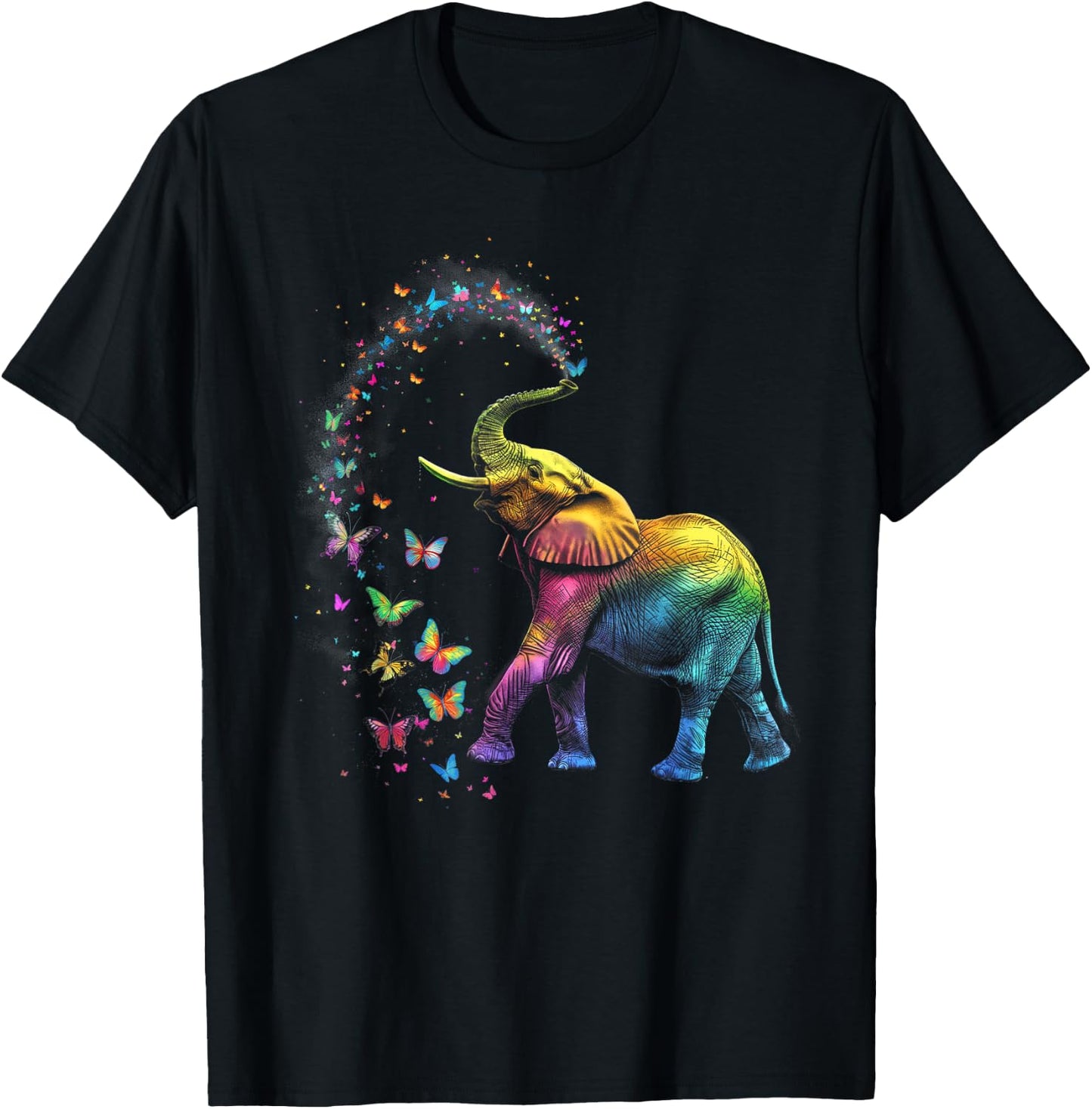 Elephant Spraying Butterflies Funny Elephant Lover T-Shirt - T-Shirt | Black