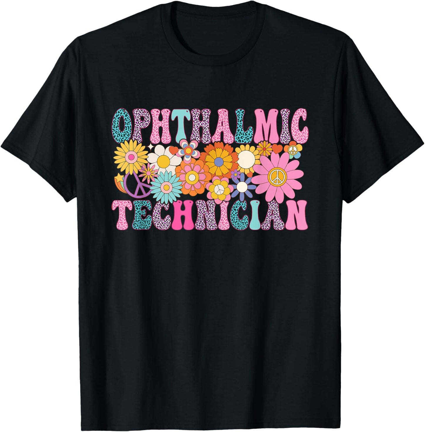 Ophthalmic Technician Week Groovy Appreciation Day T-Shirt - T-Shirt | Black