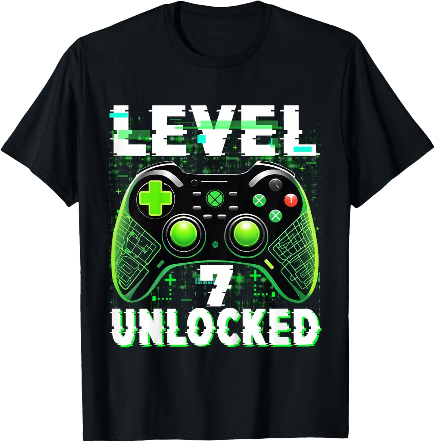 Kids Level 7 Unlocked Shirt Funny Video Gamer Geek 6th Birthday T-Shirt - T-Shirt | Black
