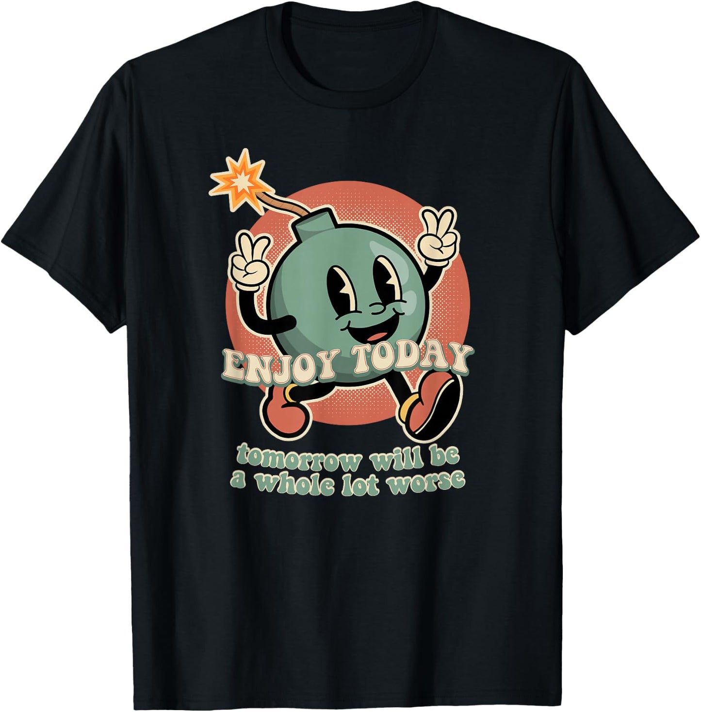 Retro Cartoon Bomb Nihilism - Classic Fit, , Short Sleeve, Black T-Shirt - T-Shirt | Black