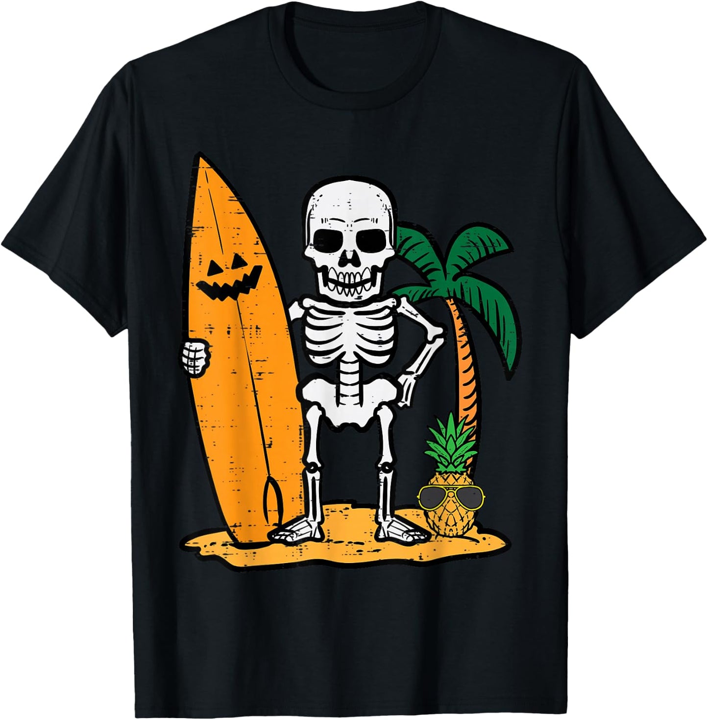 Halloween Surfer Skeleton Costume Hawaii Surf Men Women Kids T-Shirt - T-Shirt | Black