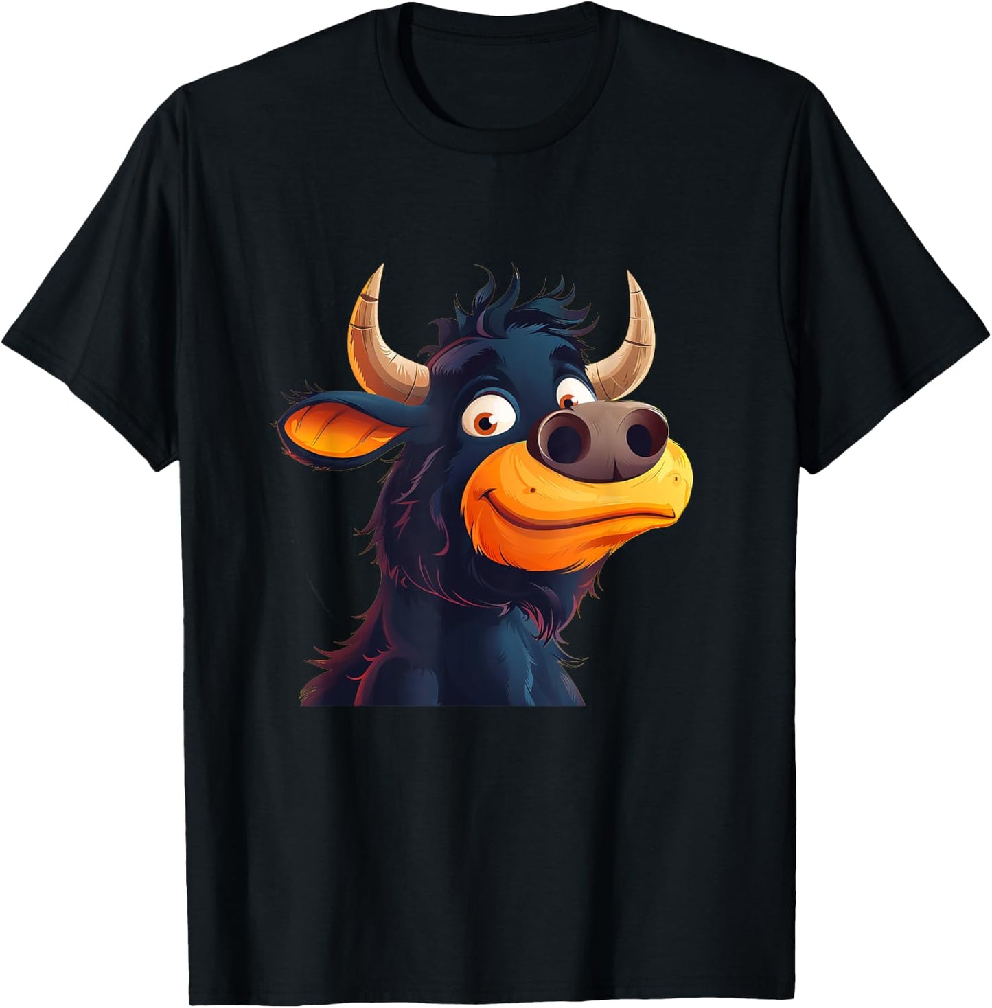 Bullock Face with Horns Costume for funny Cattle Lovers T-Shirt - T-Shirt | Black