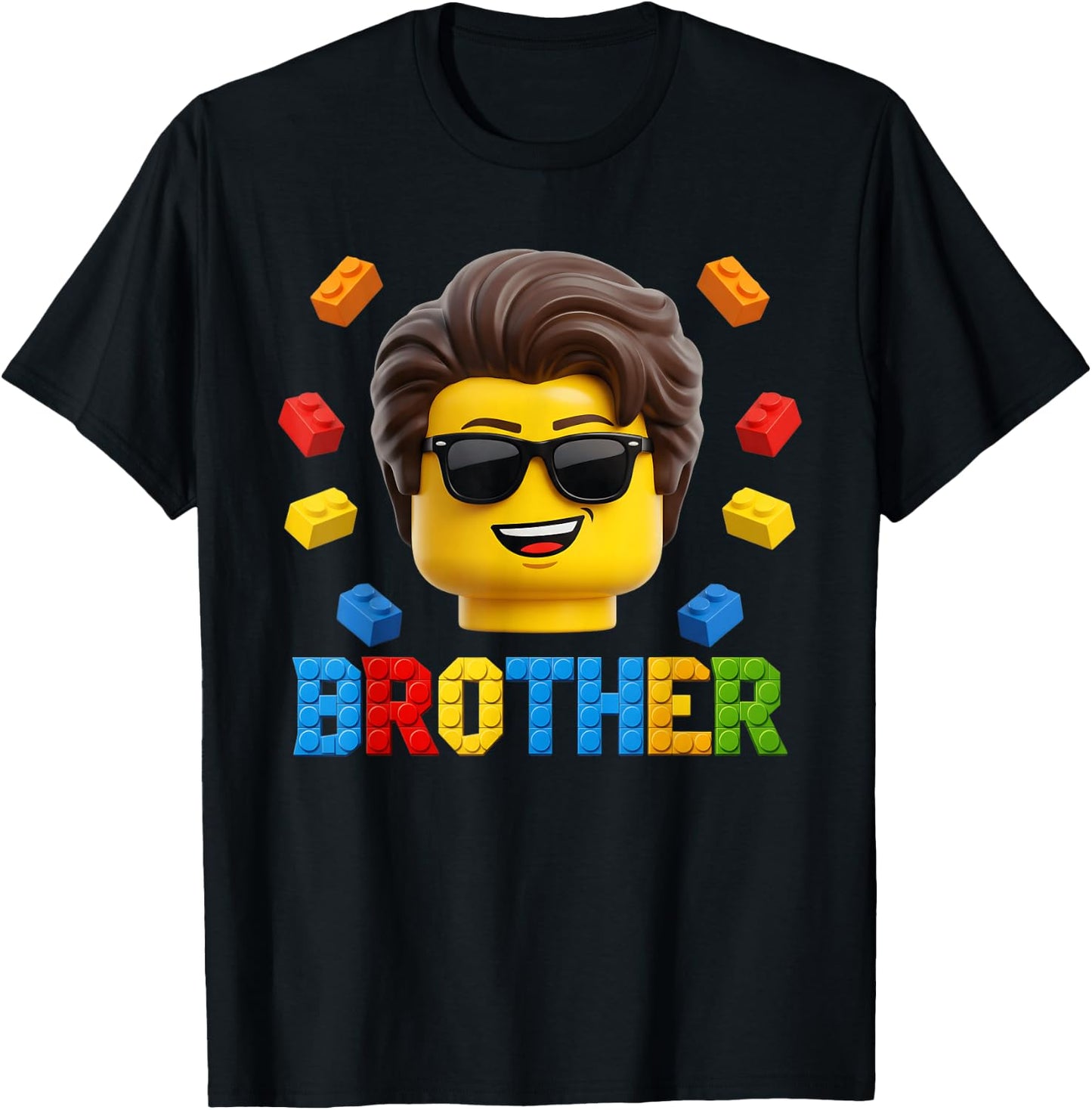 Brother Master Builder Boy Building Bricks Blocks Family T-Shirt - T-Shirt | Black