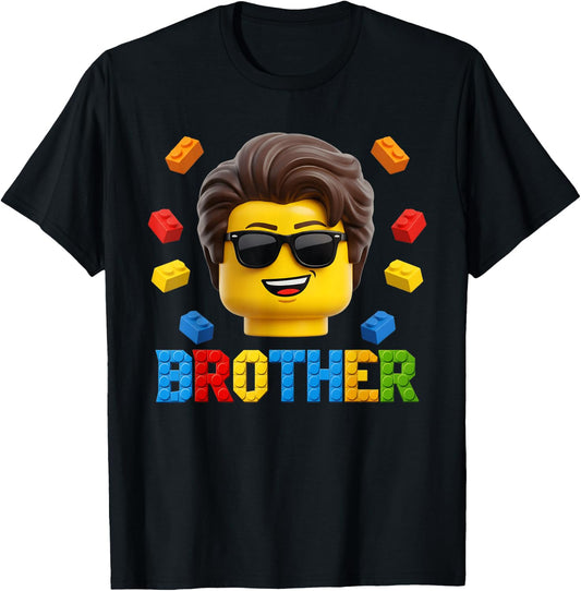 Brother Master Builder Boy Building Bricks Blocks Family T-Shirt - T-Shirt | Black