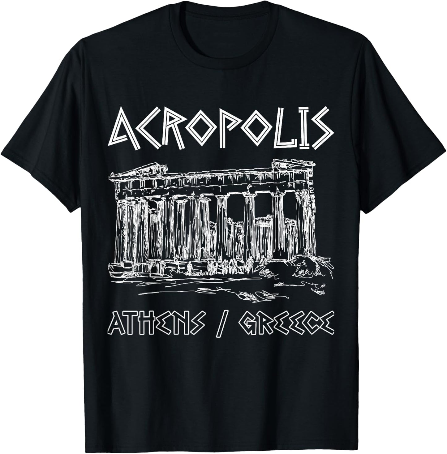 Acropolis Athens Greece Souvenir Greek Parthenon T-Shirt - T-Shirt | Black