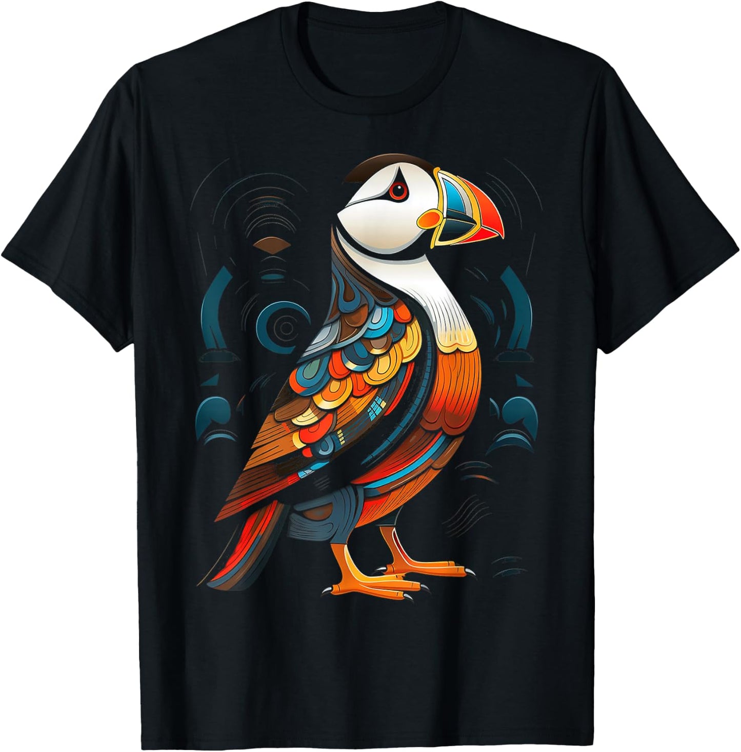 Puffin Animal Motif Artwork Puffin T-Shirt - T-Shirt | Black