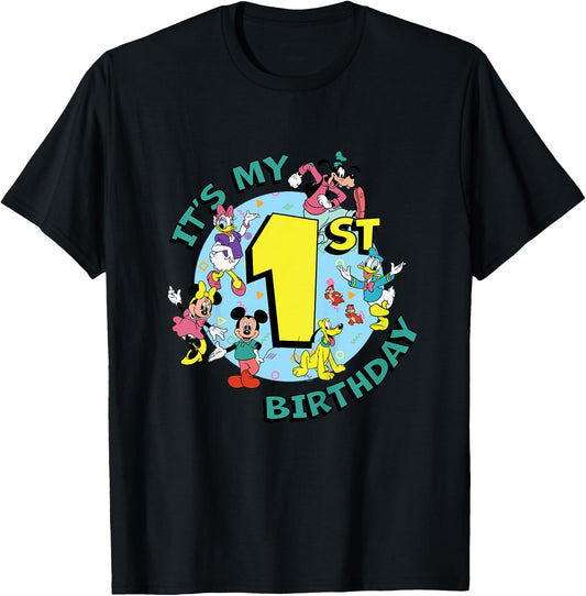 Disney Mickey and Friends It’s My First 1st Birthday T-Shirt - T-Shirt | Black