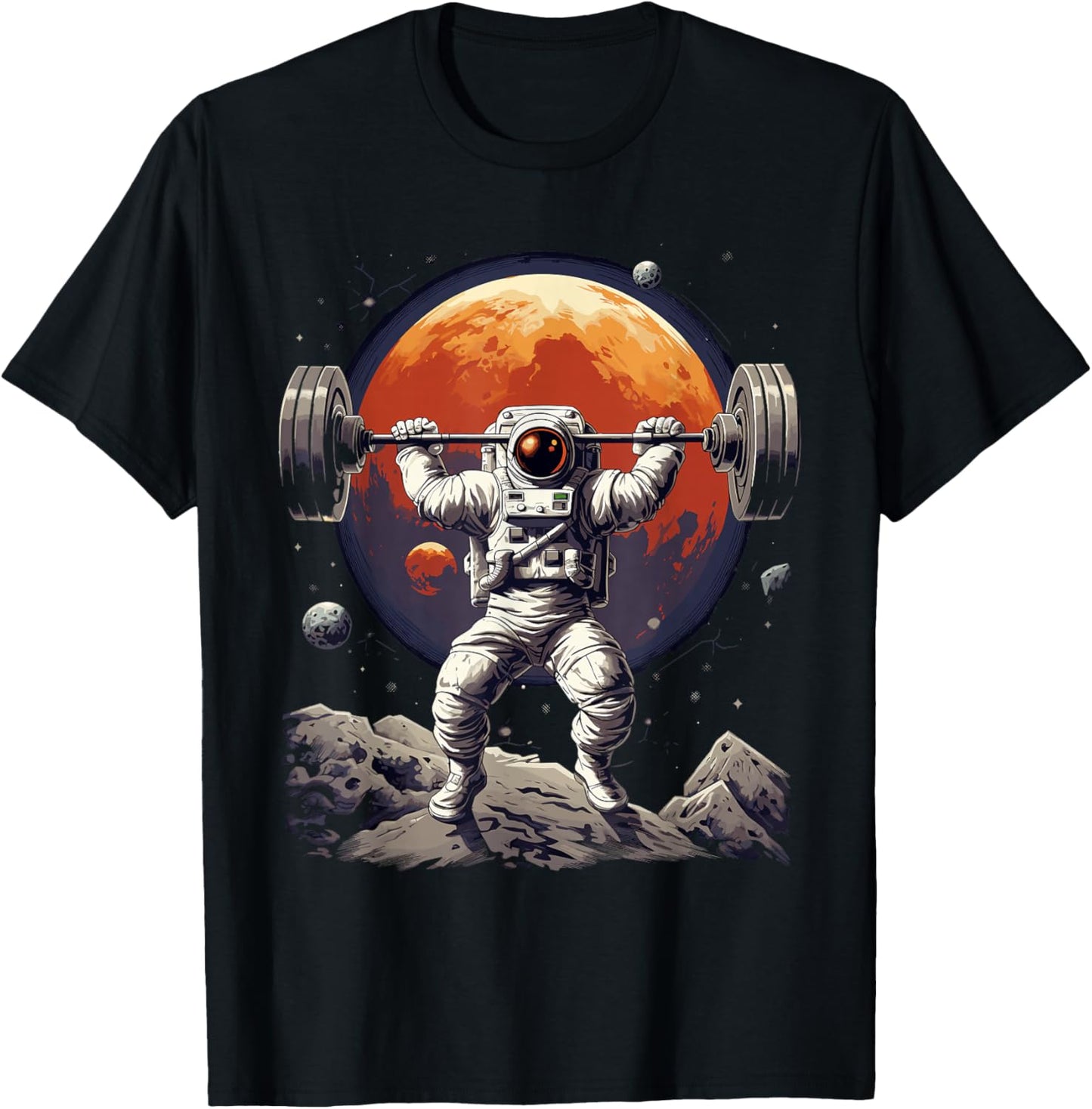 Funny Astronaut Space Weightlifting Fitness Gym Workout Men T-Shirt - T-Shirt | Black