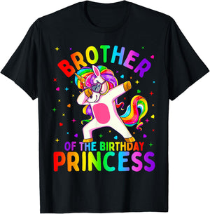 Brother of the Birthday Princess Girl Dabbing Unicorn T-Shirt - T-Shirt | Black