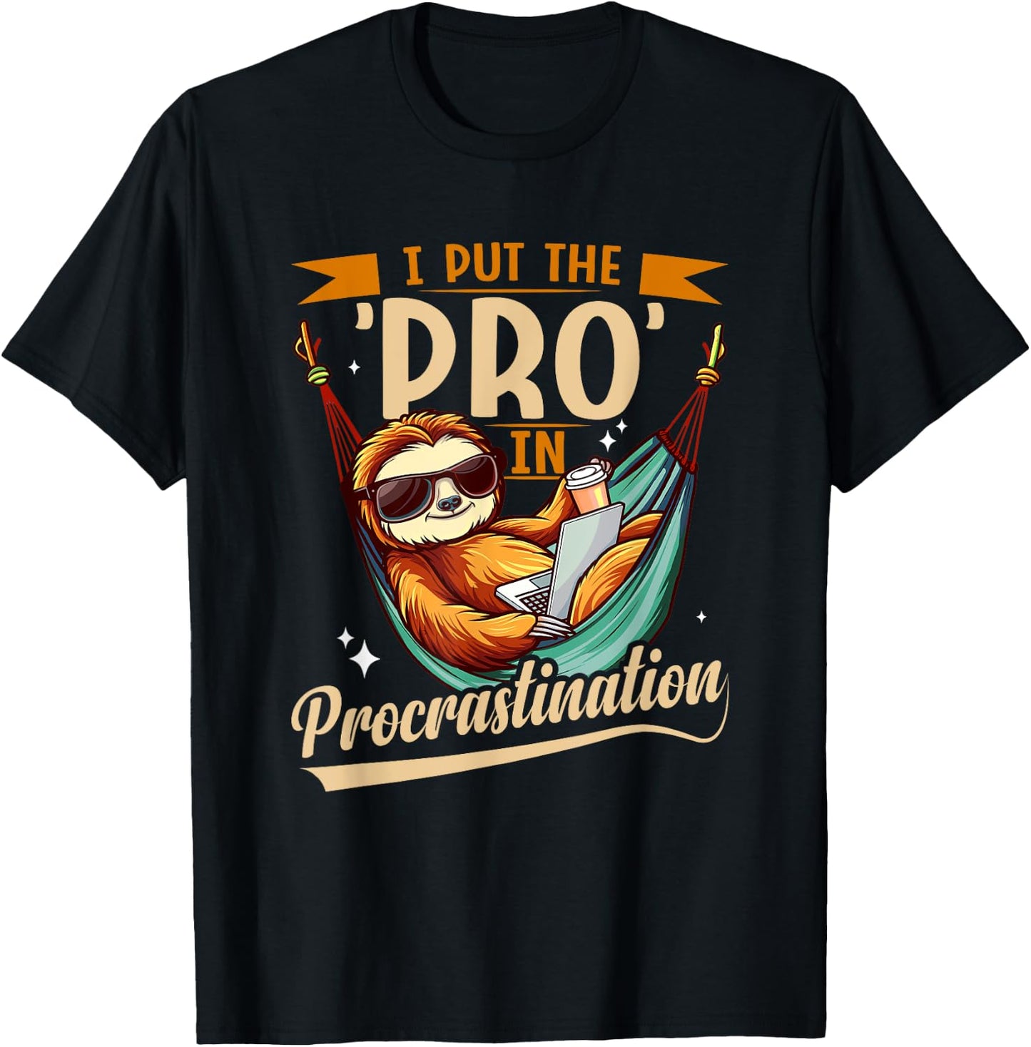 Funny pro Sloth Costume for Procrastination T-Shirt - T-Shirt | Black