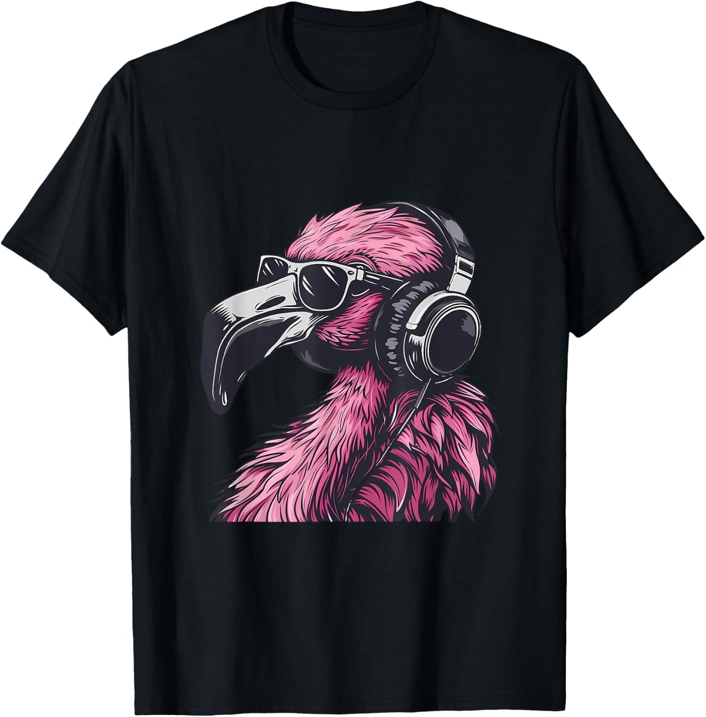DJ Flamingo Bird Turntable DJ Flamingo Pink Flamingo Lover T-Shirt - T-Shirt | Black