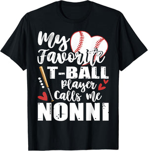 My Favorite T-Ball Player Calls Me Nonni Family Matching T-Shirt - T-Shirt | Black