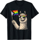 Progress Pride Flag LGBTQ+ Llama Progressive Pride Flag T-Shirt - T-Shirt | Black
