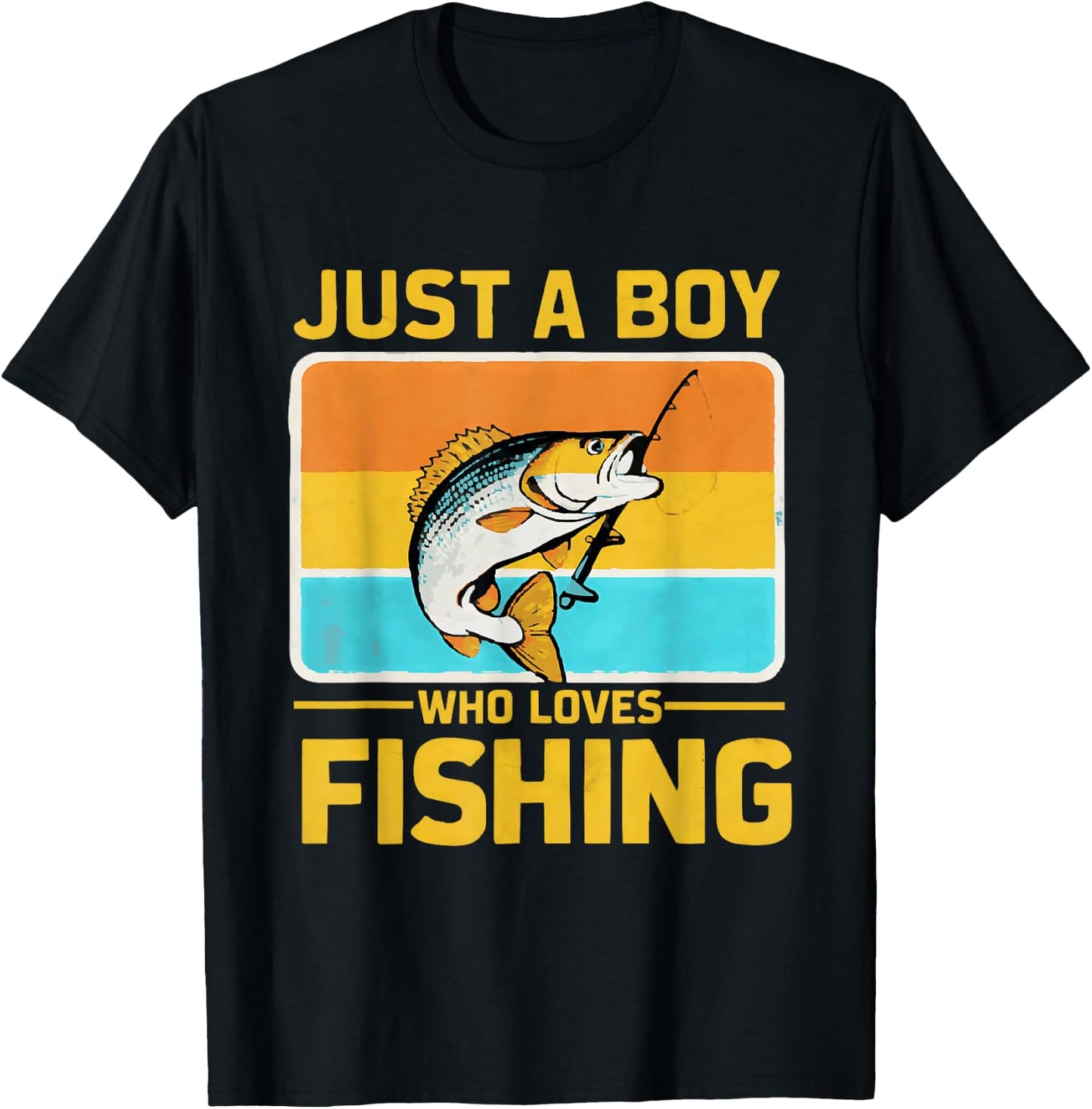 Just A Boy Who Loves Fishing Funny Bass Fish Fisherman T-Shirt - T-Shirt | Black