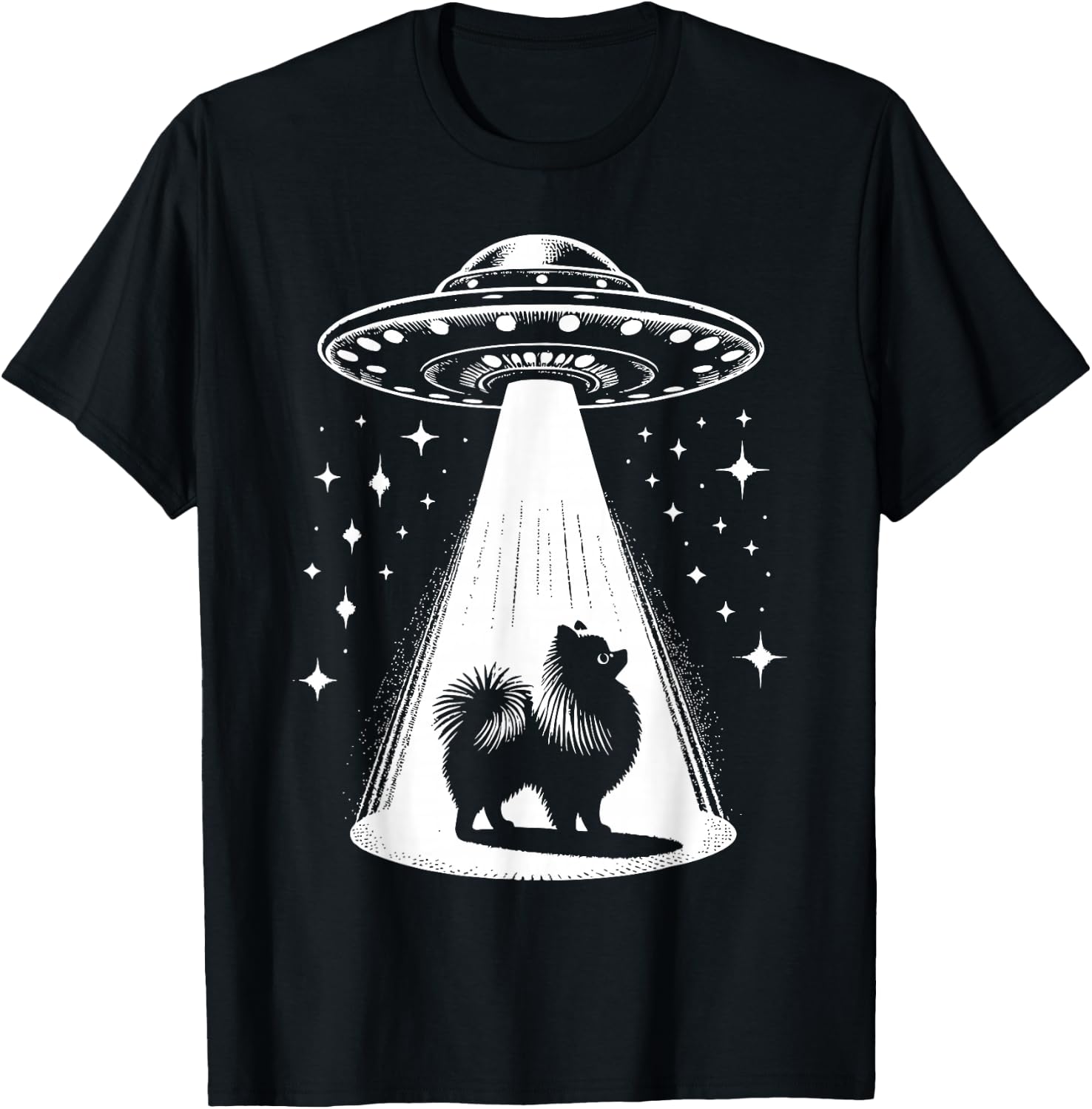 Pomeranian Mom Dad Dog - Funny Alien UFO Men Women T-Shirt - T-Shirt | Black