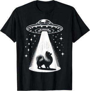 Pomeranian Mom Dad Dog - Funny Alien UFO Men Women T-Shirt - T-Shirt | Black