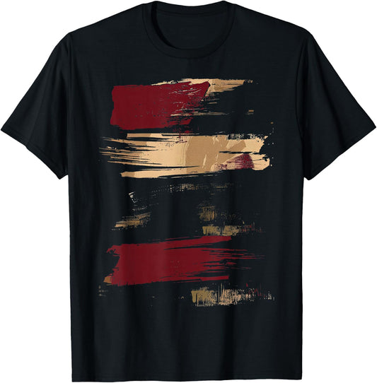 Red Black Brush Stroke Art T-Shirt - T-Shirt | Black