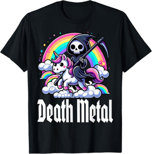 Death Metal Unicorn rainbow T-Shirt - T-Shirt | Black
