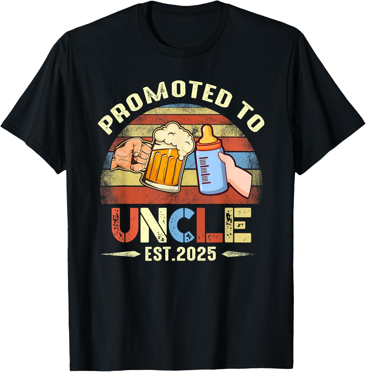 First time Uncle New Dad Promoted to Uncle 2025 T-Shirt - T-Shirt | Black