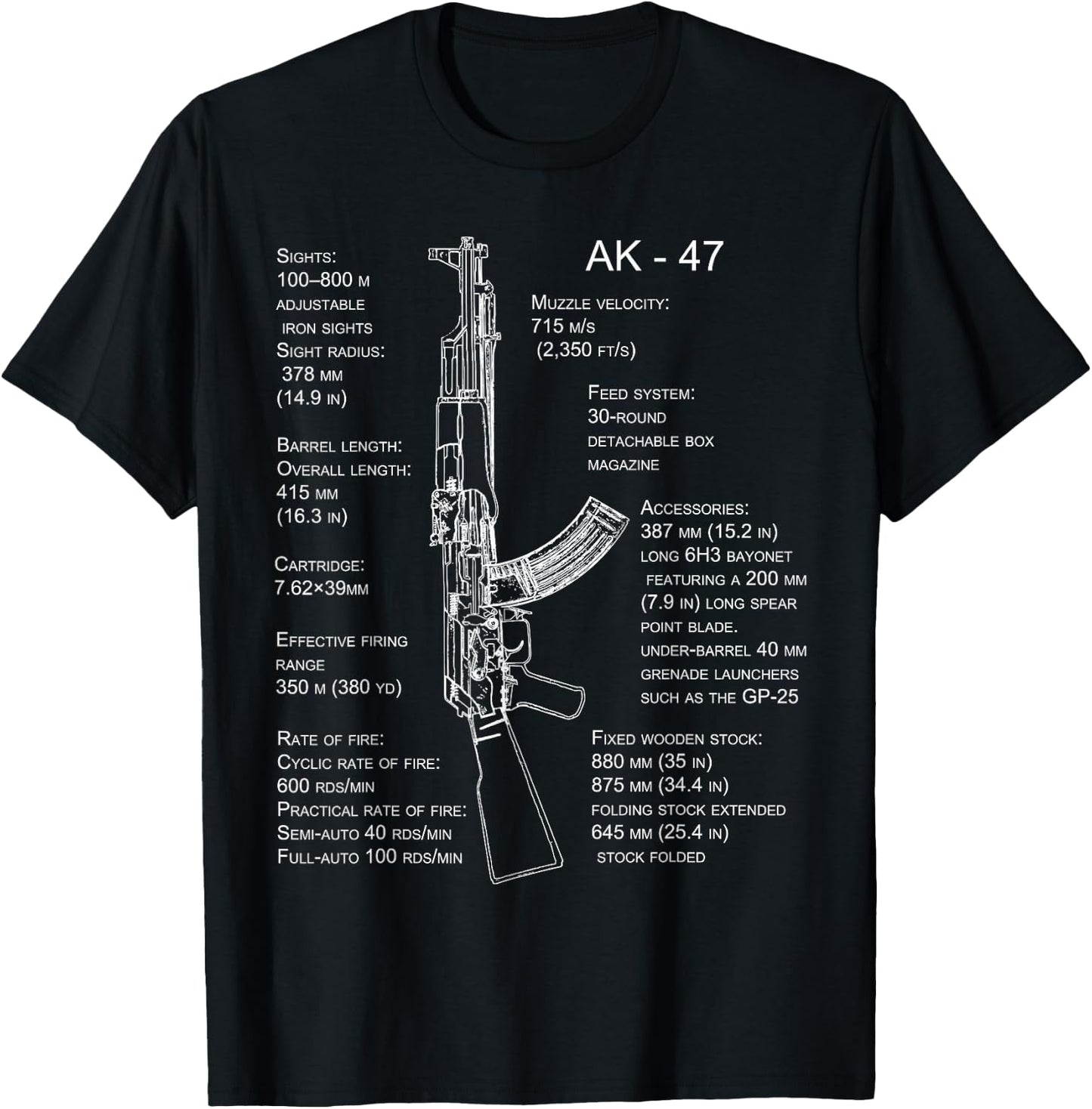 AK-47 Shirt AK-47 Blueprint T-Shirt - T-Shirt | Black