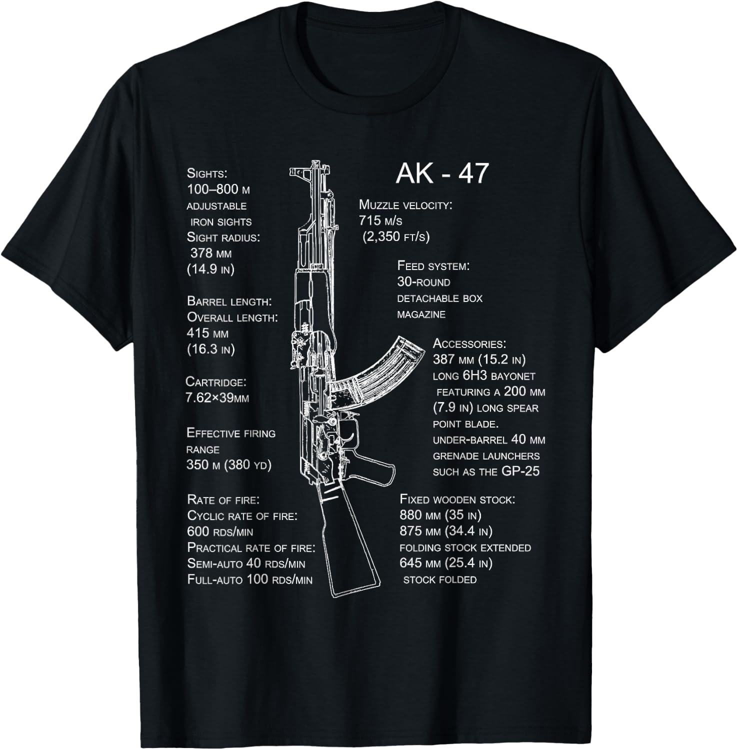 AK-47 Shirt AK-47 Blueprint T-Shirt - T-Shirt | Black