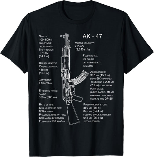 AK-47 Shirt AK-47 Blueprint T-Shirt - T-Shirt | Black