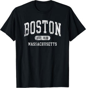 Vintage Boston Massachusetts Established 1630 throwback T-Shirt - T-Shirt | Black