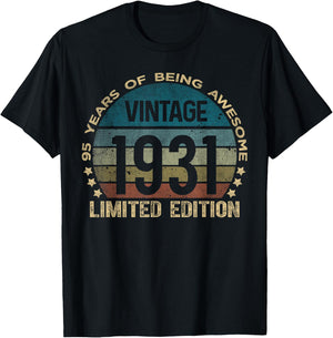 95 Year Old Gifts Vintage 1931 Limited Edition 95th Birthday T-Shirt - T-Shirt | Black