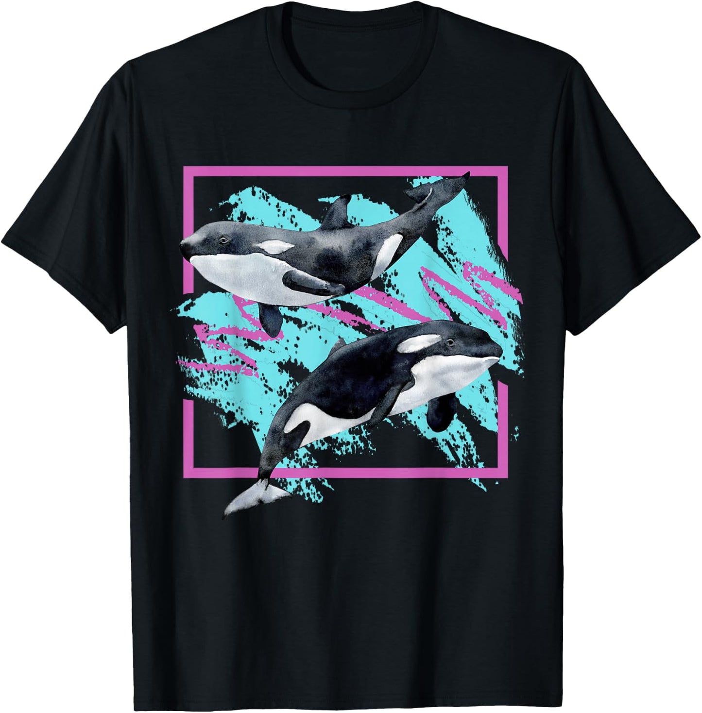 Save Whales 90s Orca Ocean Animals Chart Mammals Guide Eco T-Shirt - T-Shirt | Black