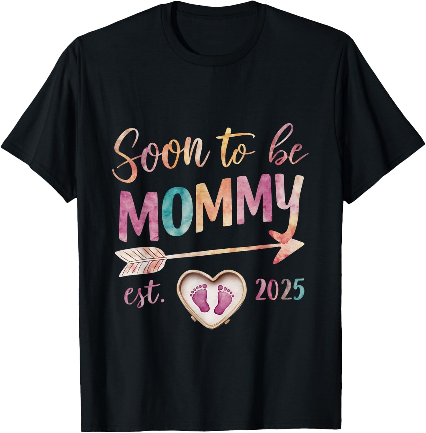 Soon To be Mommy 2025 Mom Est 2025 Loading Promoted to Mommy T-Shirt - T-Shirt | Black